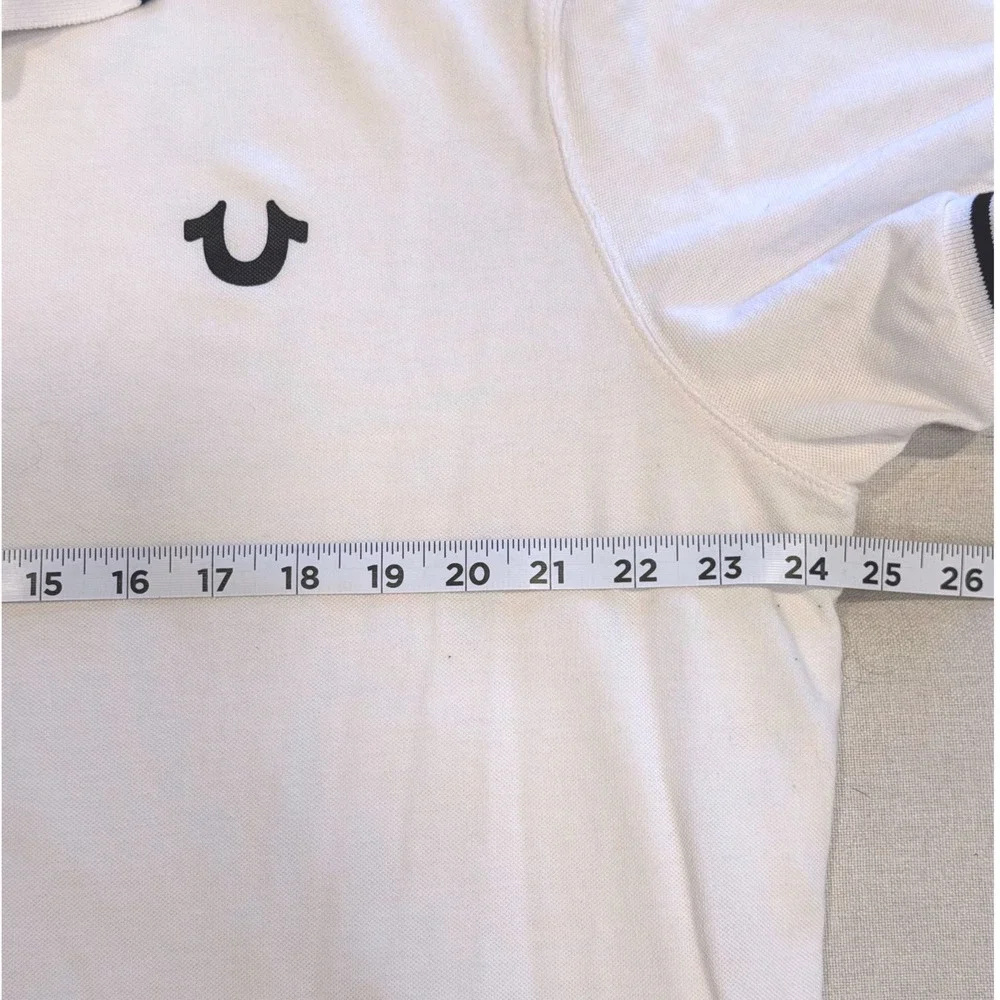 True Religion Men's Crafted With Pride Polo Shirt White with Black Trim Size XXL